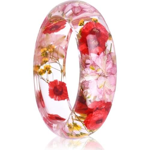2019 New Dried Flower Resin Bracelet Bangle Real Flower Inside of Bangle Jewelry Best Gifts for Women and Friends