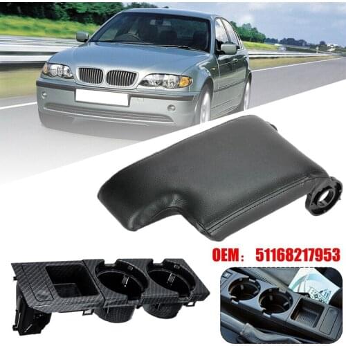 Car Center Console Cup Holder Coin Tray Storage Box PU Leather Armrest Cover For-BMW E46 3 Series 1998-2006 51168217953