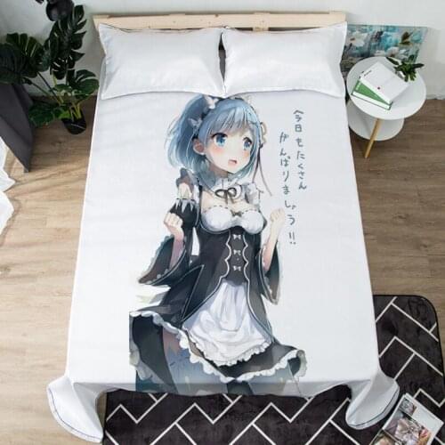 Anime Re:Life In A Different World From Zero Bed Sheet Coverlet Children Room Bed Sheet Bed Linen (NO Duvet Cover Pillowcase) 05