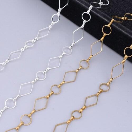 Gold Silver Plated Copper Rectangle Chain Handmade Jewelry Making Findings Component DIY Accessories 5m/roll Wholesale