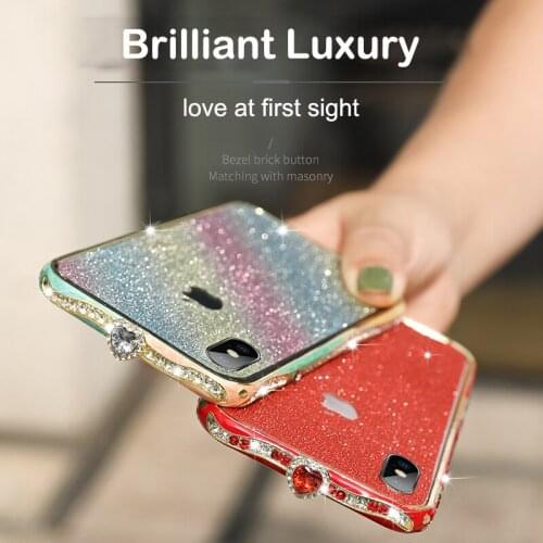 Luxury Flash Diamond Ceramic Style Buckle Frame Phone Case Cover for iPhone 11 Pro XS Max X XR 6 7 8 Plus Metal frame Case Cover