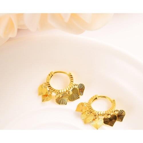 Gold Heart drop Earrings Women/Girl,Love Trendy fashion Jewelry for African/Arab/Middle Eastern kids children best gift