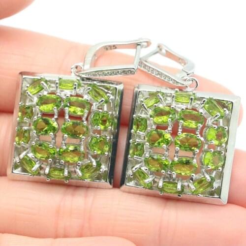 44x25mm Super Big European Design Created Golden Citrine Bright Zircon Dating Fine Jewelry Silver Earrings