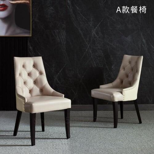 Light Luxury Dining Chair Home Simple Modern Designer Sales Office Leather Art Soft Bag Backrest Stool To Discuss Solid Wood Cha
