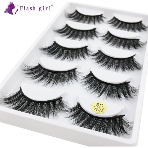 Flash Girl High Quality False Eyelashes 5D-W25 Thick HandMade Full Strip Lashes Cruelty Free Mink Eyelashes Makeup