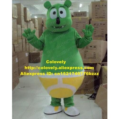 Funny Green Gummy Bear Mascot Costume Mascotte Gummibar Adult With Big Eyes Small Black Nose Happy Face No.1268 Free Shipping