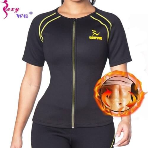 SEXYWG Neoprene Sanna Shirt Waist Trainer for Women Slimming Shapewear Vest Weight Loss Body Shaper Sport Top Blouse