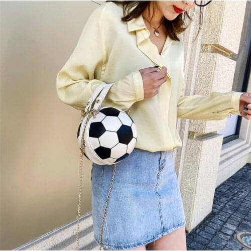 Women Basketball Football Shoulder Bag Handbag Crossbody Bag Stylish Round Shaped Messenger Bag with Long Strap For Female