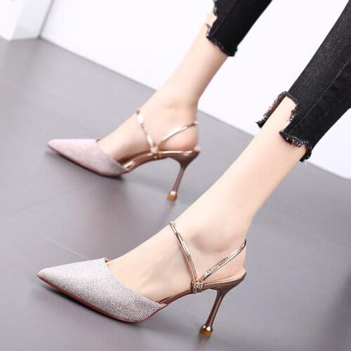 Pointed high heel womens shoes 2021 summer new style Korean fashion Baotou sandals all-match stiletto slippers