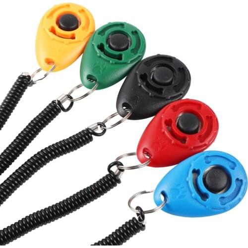 2pcs Pet Trainer Pet Dog Training Dog Clicker Adjustable Sound Plastic Key Chain And Wrist Strap Doggy Pet Products