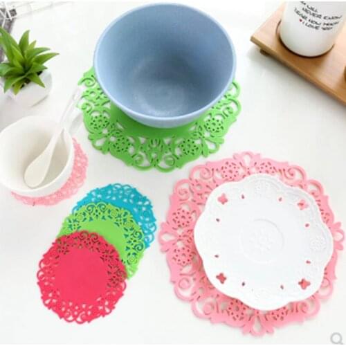 1Pcs Cartoon Coaster Handmade Macrame Cup Cushion Silicone Non-slip Cup Mat Heat Insulation Table Mat Coffee Cup Coaster