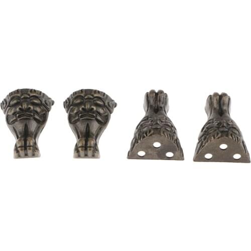 4pcs Antique Metal Beast Design Mini Furniture Corner Leg Feet Wooden Box Chest Decoration