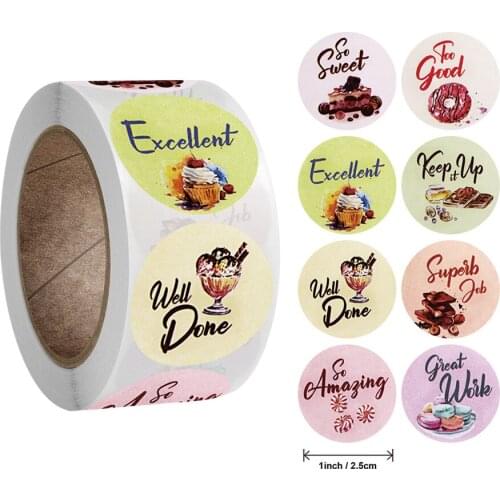 50-500Pcs Reward Stickers Motivational Stickers Roll for Kids for School Reward Students Teachers Cute Animals Stickers 1inch