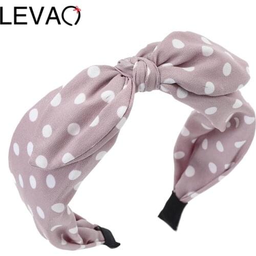 LEVAO Hair Accessories Wide Cute Sweet Hairbands Wave Point Headband Girl Hair Hoop Fashion Bowknot Hair Bands Bezel Headdress