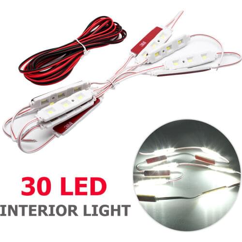 12V White Car Light Kit Interior 30 LED 5630 SMD For LWB Van Sprinter Ducato Transit 14w Vans Boats Caravans Trailers Lorries