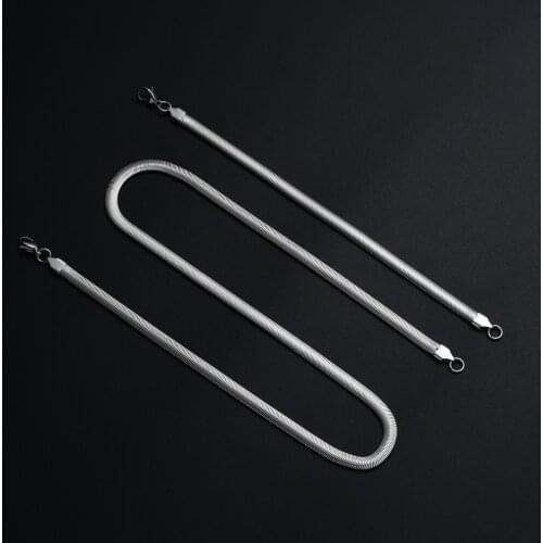 Wholesale price 6MM 316L stainless steel snake chain necklace & bracelet fashion jewelry set birthday party gift drop shipping