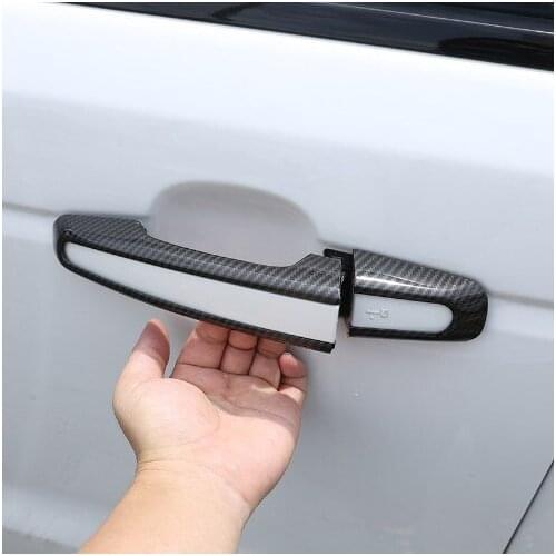 For Jaguar XE XFL F-Pace E-Pace X761 2017 2018 2019Car ABS Chrome Carbon Fiber Style Exterior Door Handle Cover Trim Accessories
