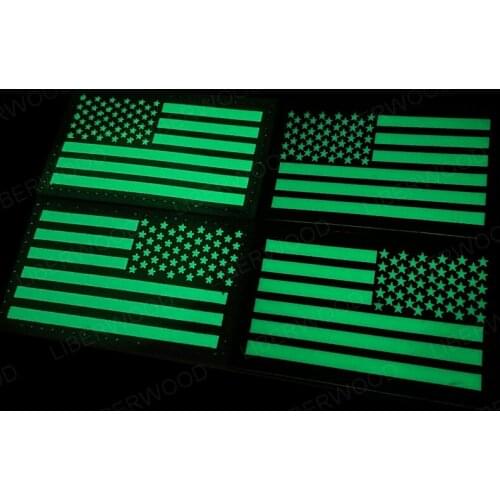 Glow In Dark Reverse USA AMERICA FLAG US REVERSED PATCH RIGHT ARM LEFT US Army Navy Air Force USN SEAL UNIFORM Patch BADGES