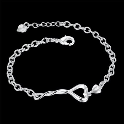 H364 factory price wholesale Silver color heart-shaped chain bracelet fashion jewelry Valentines Day gift global hot