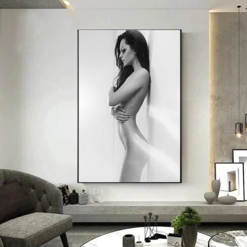 Modern Nordic Style Beauty Carrying a Guitar Wall Art Posters Used to Decorate the Cloth Paintings of Homes or Bars and Hotels