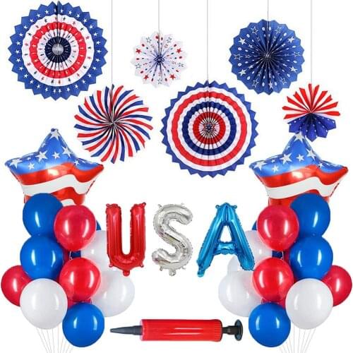 Innovative Digital 74 American Independence Day National Day July 4th Aluminum Film Balloon Decoration Set Flag Patriotic