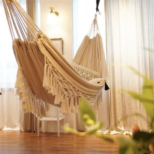 Ins Nordic Hammock Boho Large Brazilian Macrame Fringe Double Deluxe Hammock Swing Net Chair Indoor Hanging Chair Hammock Swings