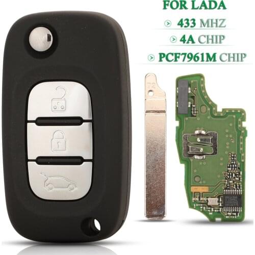 Bilchave 3 Buttons Flip Smart Remote Car Key 433MHz 4A PCF7961M Chip Fob For Lada Vesta XRAY X-RAY 2015-2019 FCC: CWTWB1G767