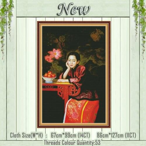 Meditation girl classical decor painting counted printed on the canvas DMC 11CT 14CT kits Cross Stitch Embroidery needlework Set