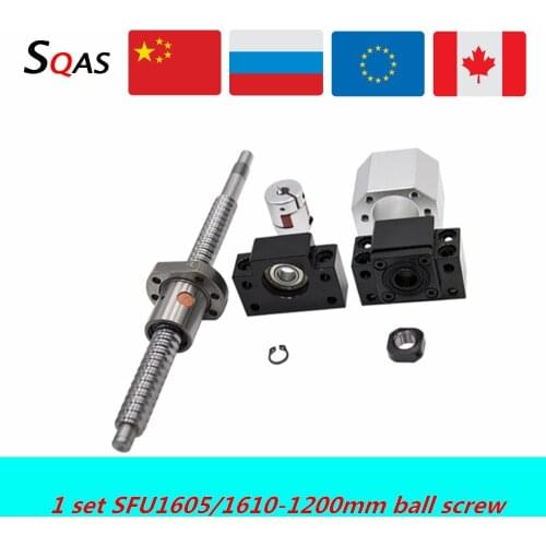 Eu warehouse ball screw kit SFU1605 1200mm ball screw end machined with BK12 BF12+single nut +nut housing+coupling for cnc part