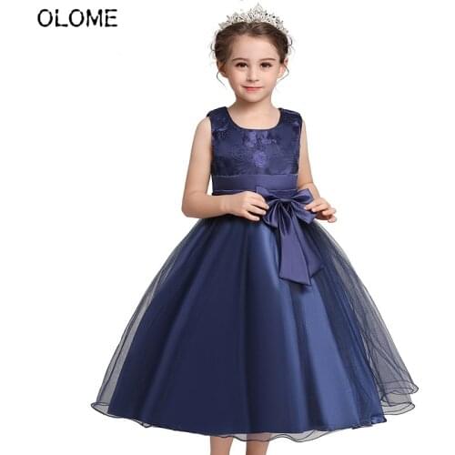 OLOME Hot Princess Dress Solid Flower Skirts for 2-7 Years Birthday Party Clothing Summer Children Garments Ball Kids Costume