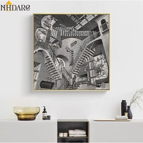 Maurits Cornelis Escher Master of Illusion Build Abnormality, Posters and Prints Canvas Art Painting Wall Picture for Home Decor