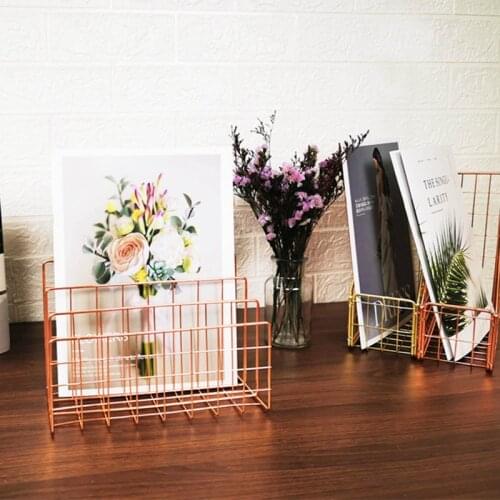 Metal Storage Shelf Hollow Stand Paper Letter Holder File Document Magazine Rack Display Shelf For Home Office Desk Organizer