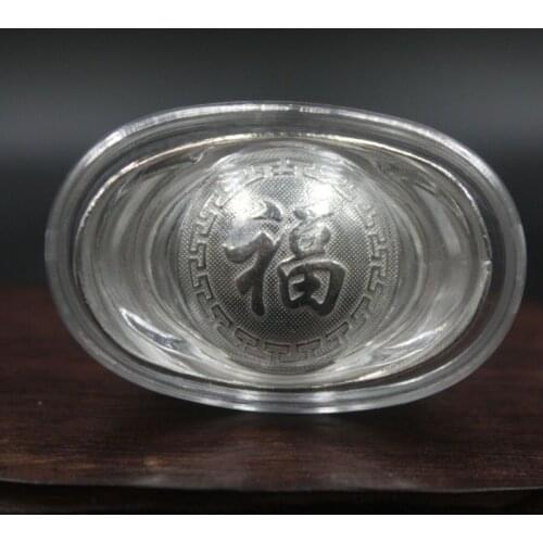 Real 999 Sterling Silver Luck Fu Word Dragon Pattern Yuanbao Ingot Pendant 20g / Collection