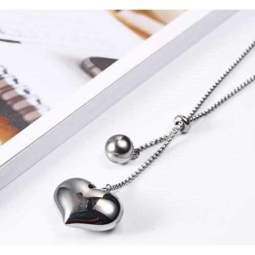 OUFEI Charm Heart Steel Ball Necklace Stainless Steel Jewelry Woman Vogue 2019 Jewelry Accessories Bohemian Pendant Necklace