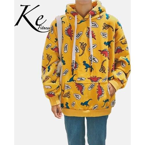 KE Autumn chic sweater 2021 male hip-hop loose trend ins plus velvet hoodie yellow blue boys tide brand jacket hoodie men