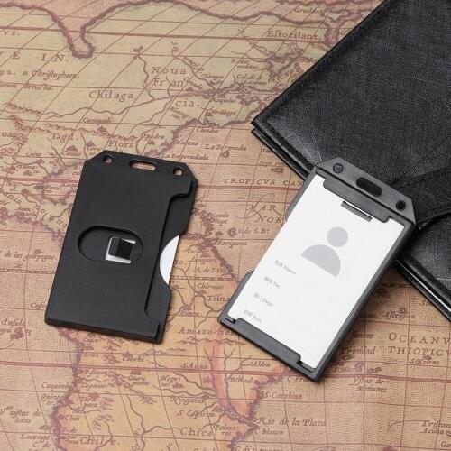 Portable Practical Durable Multi-use Hard Plastic Badge Work ID Card Holder Protector Cover Case Double Sided ID Card Box Supply