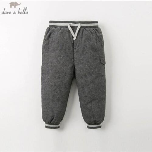 DB12221 dave bella winter baby girls pants children full length kids down solid pants infant toddler trousers