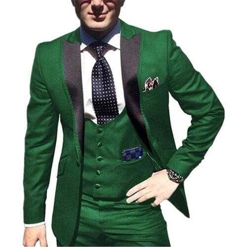 Handsome Groomsmen Peak Lapel Groom Tuxedos Wedding Dress Men Suits Blazer Prom Dinner (Jacket+Pants+Tie+Vest) A757