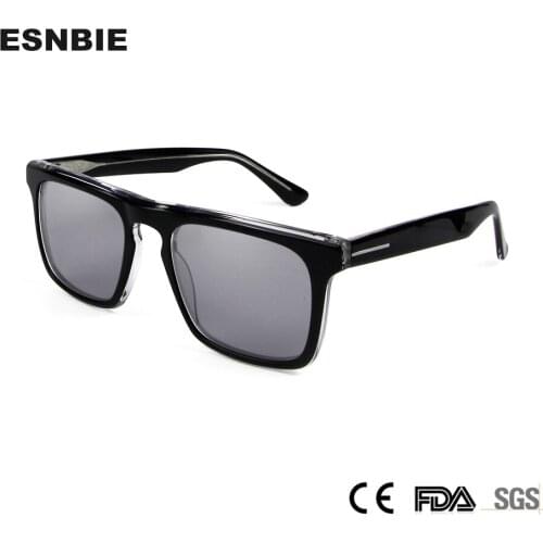 Acetate Sunglasses Men Black Crystal Square Designed Driving Sun Glasses Trendy Eyewear Shades Oculos de Sol UV400