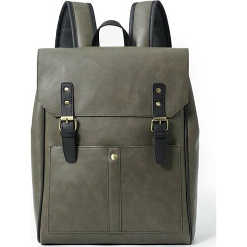 Newhotstacy Bag 07272021 Mens large capacity backpack PU laptop bag double shoulder bag