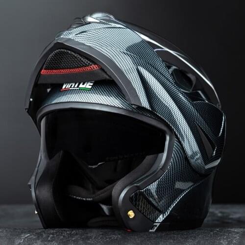 VIRTUE Flip Up Motorcycle helmet double mirrors warm full face helmet four season cool locomotive race cross country helmet