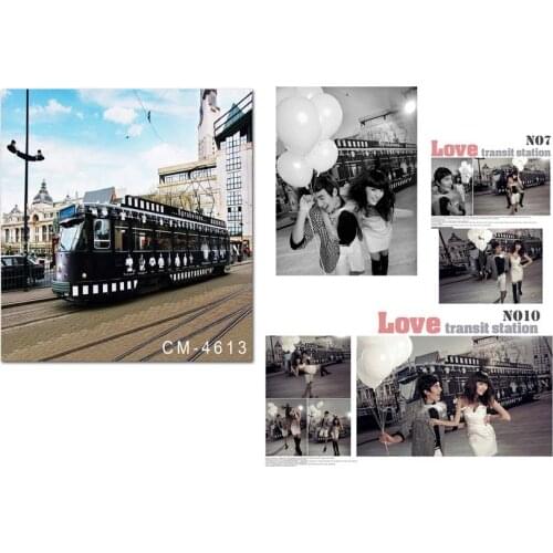 Retro Bus Wedding Vinyl Backdrops for photography Custom Road Photo Background for Photo Studio Baby Birthday Photo Props Studio