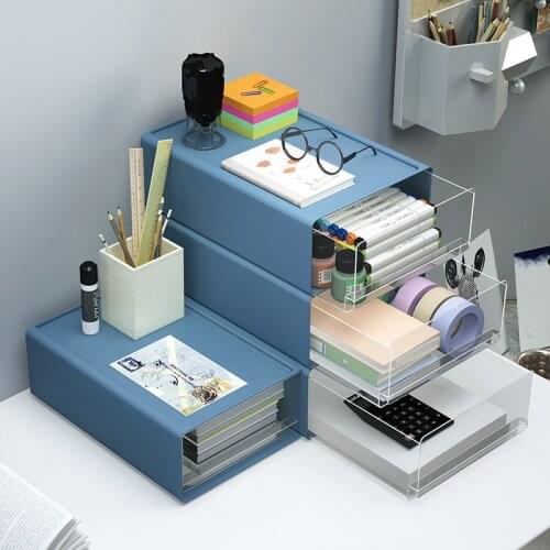Drawer Type Plastic Transparent Multi-Layer Storage Box Office Desk Cabinets Can Be Stacked Student Dormitory Finishing Box
