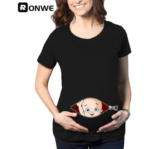 Zipper Baby Loading Women Pregnant Funny T Shirt Girl Maternity Pregnancy Announcement Shirt New Mom Clothes,Drop Ship