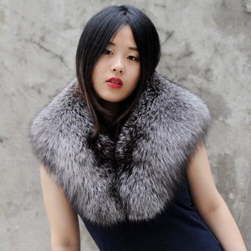 CX-B-06 Autumn Winter Women Genuine Fox Fur Shawls Lady Wraps Collar