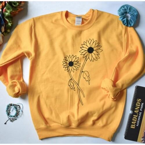 Sunflowers Print Women Sweatshirts Plus Size Womens Clothing Causal Floral Women Jumpers Pullover Hoodie Drop Shipping- K201