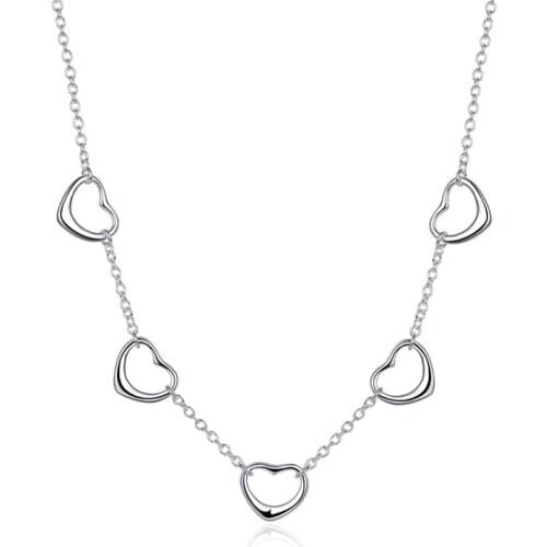 New Style 925 Silver Necklace Five Heart Chain Female Charm Engagement Party Wedding Fashion Jewelry