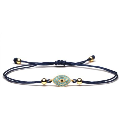 AAA Cubic Zirconia Gold Greek Evil Eye Charm Bracelet Women Girl CZ Blue Red String Luck Protect Creative Luxury Jewelry Present