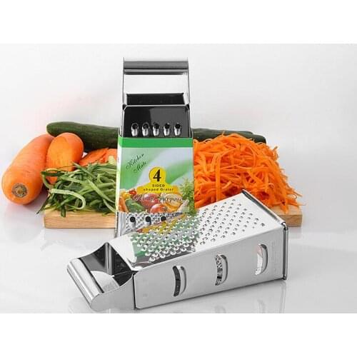 1PC Stainless Steel Multifunctional 4 Sided Blades Cheese Vegetables Grater Carrot Cucumber Slicer Cutter Box Container KX 237