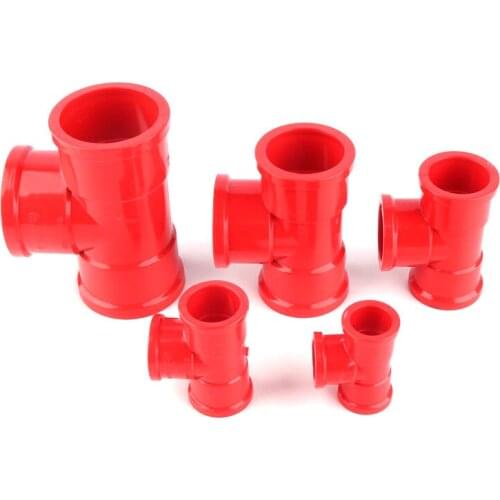 1pc Inner Dia 20~50mm PVC Tee Connector Garden Irrigation Red PVC 3 Way Connector for Aquarium Fish Tank